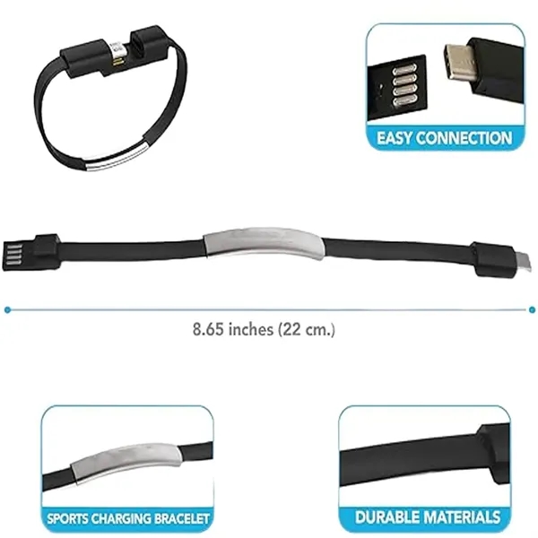 3 In 1 USB Charging Cable Data transfer Wristband Bracelet - 3 In 1 USB Charging Cable Data transfer Wristband Bracelet - Image 1 of 4