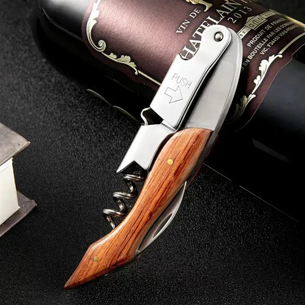 Wine Opener with Wooden Handle - Wine Opener with Wooden Handle - Image 2 of 4