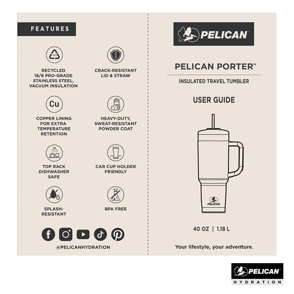 Pelican Porter™ 40 oz. Double Wall Stainless Steel Travel... - Pelican Porter™ 40 oz. Double Wall Stainless Steel Travel... - Image 14 of 15