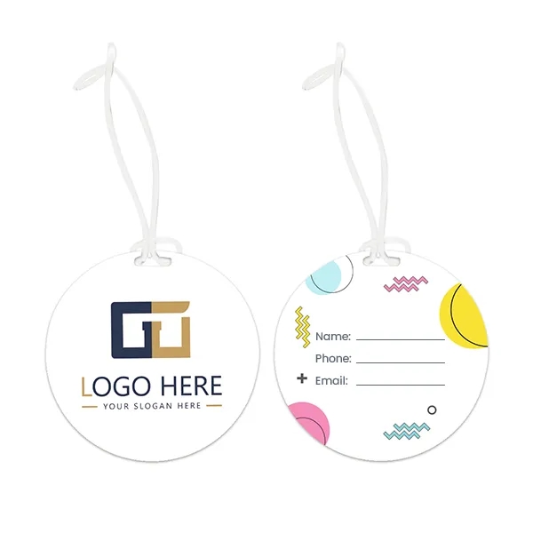 Full Color Round Plastic Luggage Tags With Strap - Full Color Round Plastic Luggage Tags With Strap - Image 1 of 3