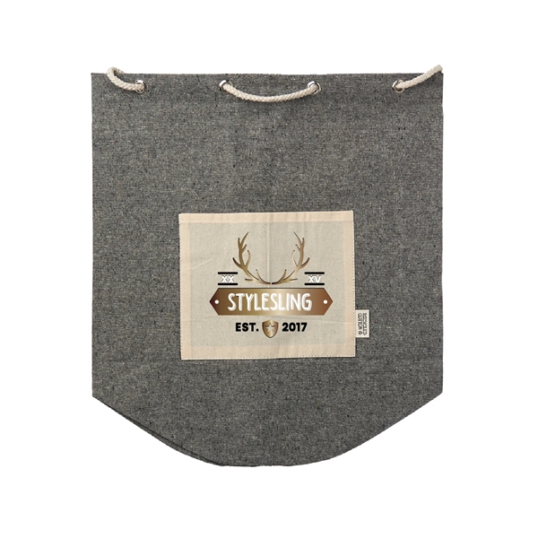 Eco-Friendly Recycled Cotton Drawstring Backpack Full Color - Eco-Friendly Recycled Cotton Drawstring Backpack Full Color - Image 1 of 7
