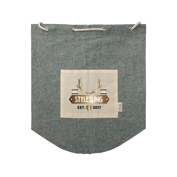 Eco-Friendly Recycled Cotton Drawstring Backpack Full Color - Eco-Friendly Recycled Cotton Drawstring Backpack Full Color - Image 3 of 7