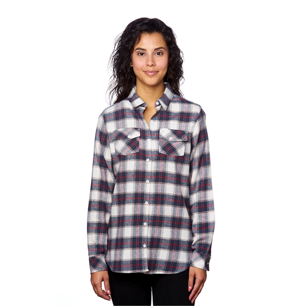 Burnside Ladies' Plaid Boyfriend Flannel Shirt - Burnside Ladies' Plaid Boyfriend Flannel Shirt - Image 16 of 51