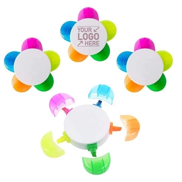 5 Colors Petal Fluorescent Highlighter Pens - 5 Colors Petal Fluorescent Highlighter Pens - Image 1 of 7