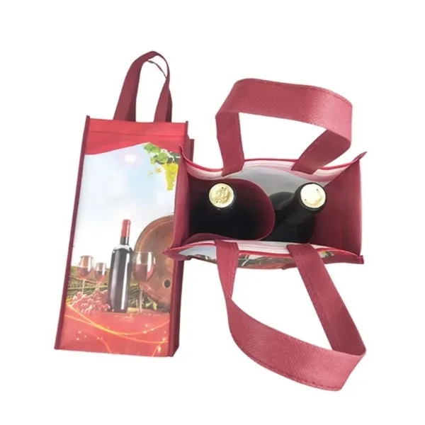 Non-Woven Double Bottle Wine Tote Bag - Non-Woven Double Bottle Wine Tote Bag - Image 2 of 3