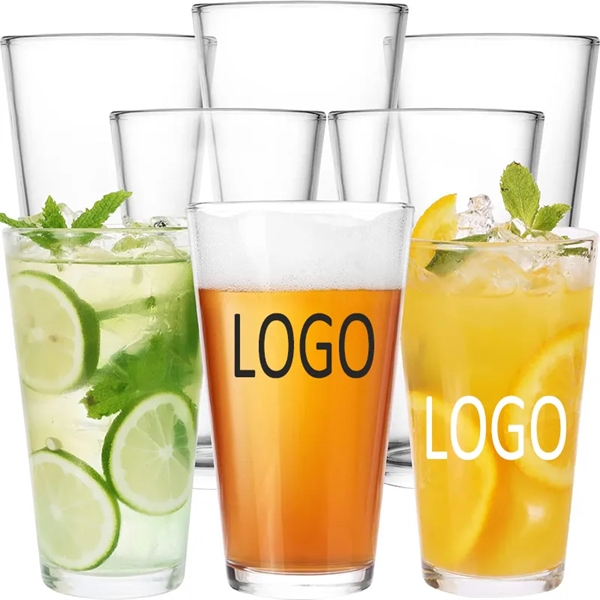 16oz Tall Clear Drinking Heavy Base Pint Beer Glasses - 16oz Tall Clear Drinking Heavy Base Pint Beer Glasses - Image 0 of 3