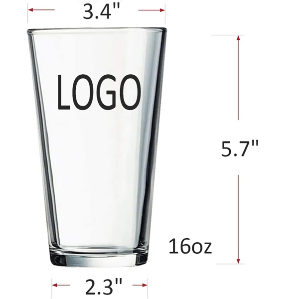 16oz Tall Clear Drinking Heavy Base Pint Beer Glasses - 16oz Tall Clear Drinking Heavy Base Pint Beer Glasses - Image 1 of 3