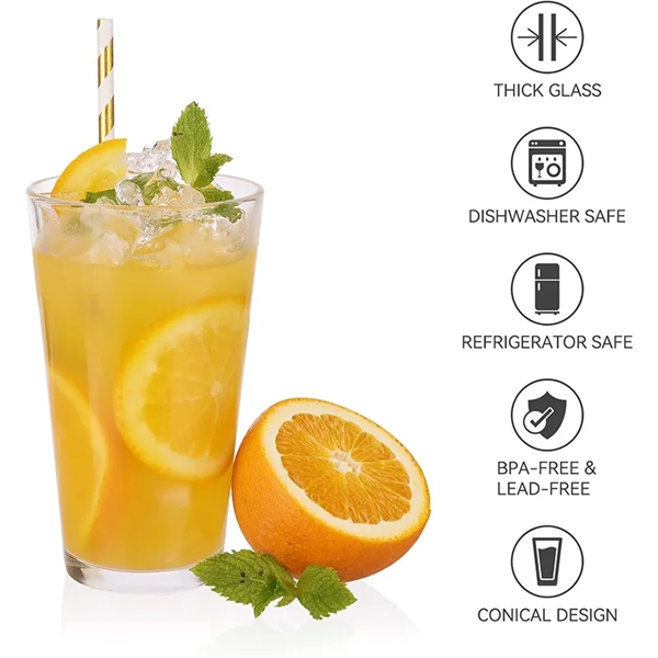 16oz Tall Clear Drinking Heavy Base Pint Beer Glasses - 16oz Tall Clear Drinking Heavy Base Pint Beer Glasses - Image 2 of 3