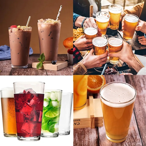 16oz Tall Clear Drinking Heavy Base Pint Beer Glasses - 16oz Tall Clear Drinking Heavy Base Pint Beer Glasses - Image 3 of 3