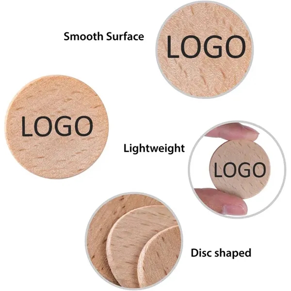 1 1/2" Custom Vintage Natural Wood  Round Coin Token - 1 1/2" Custom Vintage Natural Wood  Round Coin Token - Image 1 of 2