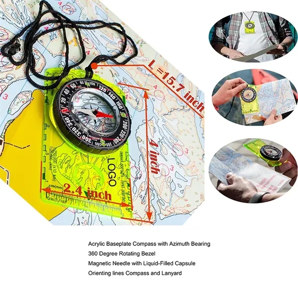 Acrylic Hiking Backpacking Orienteering Compass - Acrylic Hiking Backpacking Orienteering Compass - Image 1 of 2