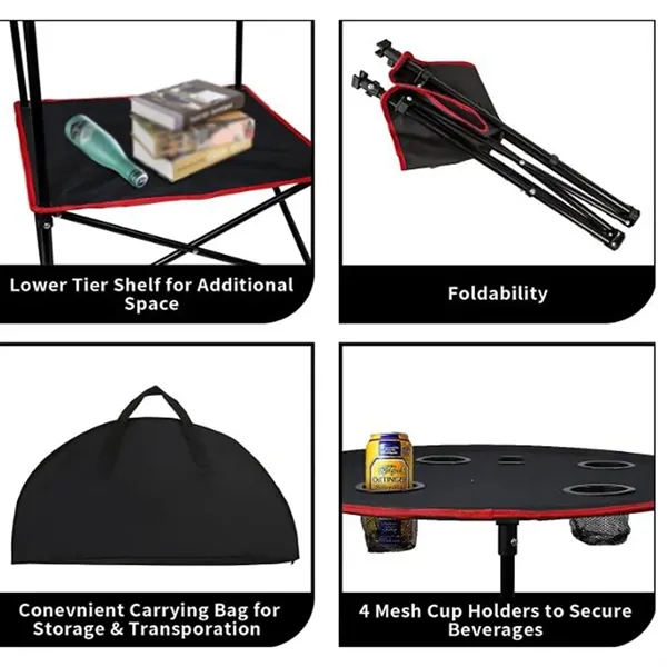 Outdoor Foldable Camping Table with 4 Cup Holders & Carry Ba - Outdoor Foldable Camping Table with 4 Cup Holders & Carry Ba - Image 2 of 4