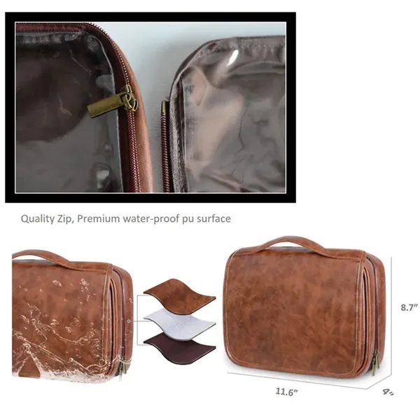 Hanging Toiletry Bag PU Leather - Hanging Toiletry Bag PU Leather - Image 2 of 2