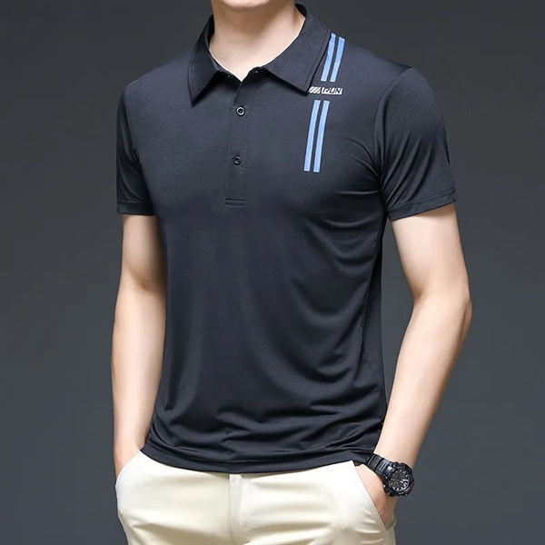 Summer sports ice silk polo shirt men short sleeve - Summer sports ice silk polo shirt men short sleeve - Image 3 of 4