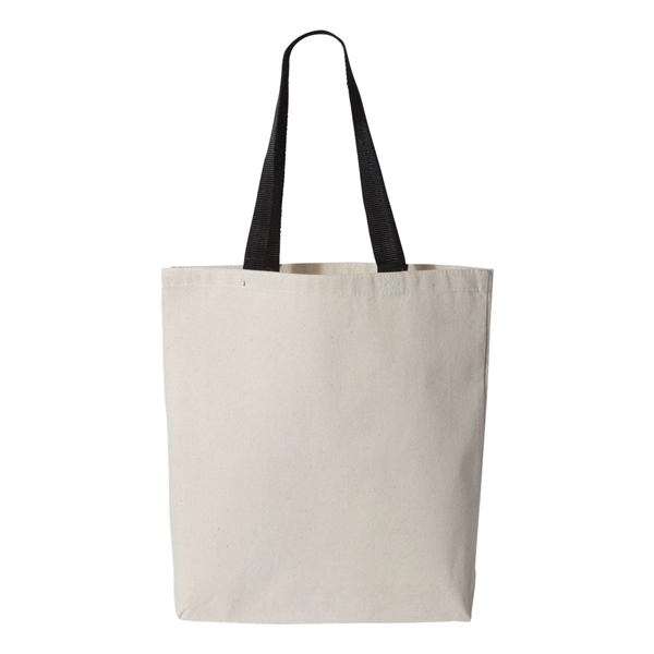 Q-Tees 11L Canvas Tote with Contrast-Color Handles - Q-Tees 11L Canvas Tote with Contrast-Color Handles - Image 3 of 36