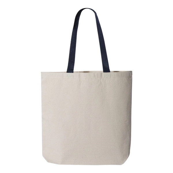 Q-Tees 11L Canvas Tote with Contrast-Color Handles - Q-Tees 11L Canvas Tote with Contrast-Color Handles - Image 12 of 36