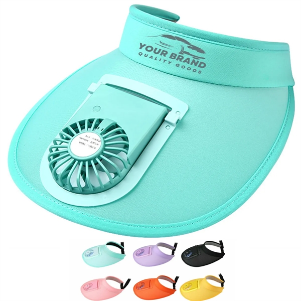 USB Fan Sun Hat Wide Brim Portable Running Visor Cap - USB Fan Sun Hat Wide Brim Portable Running Visor Cap - Image 0 of 5