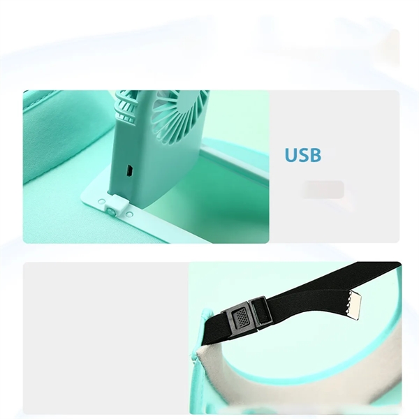 USB Fan Sun Hat Wide Brim Portable Running Visor Cap - USB Fan Sun Hat Wide Brim Portable Running Visor Cap - Image 2 of 5