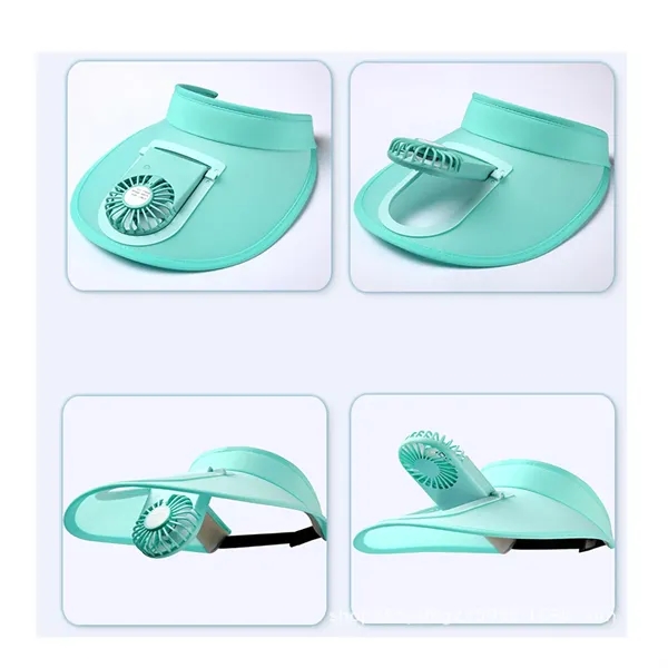 USB Fan Sun Hat Wide Brim Portable Running Visor Cap - USB Fan Sun Hat Wide Brim Portable Running Visor Cap - Image 4 of 5
