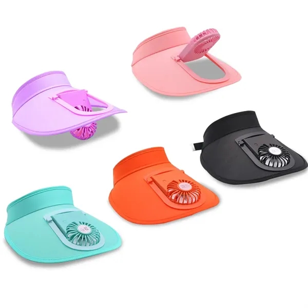 USB Fan Sun Hat Wide Brim Portable Running Visor Cap - USB Fan Sun Hat Wide Brim Portable Running Visor Cap - Image 5 of 5