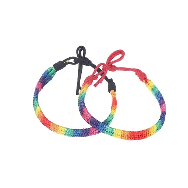 Handcrafted Braided Rainbow Pride Wristband - Handcrafted Braided Rainbow Pride Wristband - Image 0 of 2