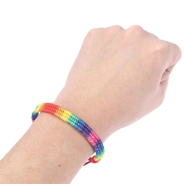Handcrafted Braided Rainbow Pride Wristband - Handcrafted Braided Rainbow Pride Wristband - Image 1 of 2