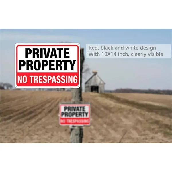 Large No Trespassing Signs Private Property Metal 10x14 Inch - Large No Trespassing Signs Private Property Metal 10x14 Inch - Image 1 of 5