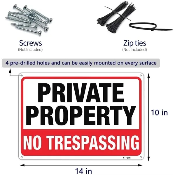 Large No Trespassing Signs Private Property Metal 10x14 Inch - Large No Trespassing Signs Private Property Metal 10x14 Inch - Image 5 of 5