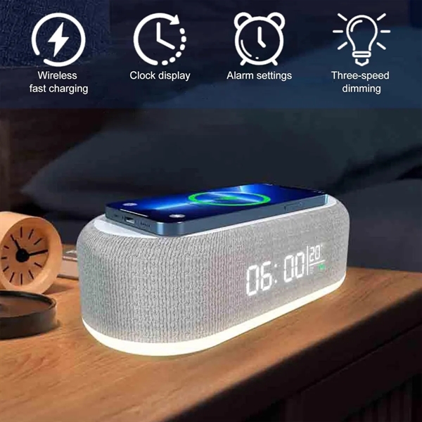 4 In 1 Led Digital Alarm Clock With Wireless Charging - 4 In 1 Led Digital Alarm Clock With Wireless Charging - Image 2 of 6