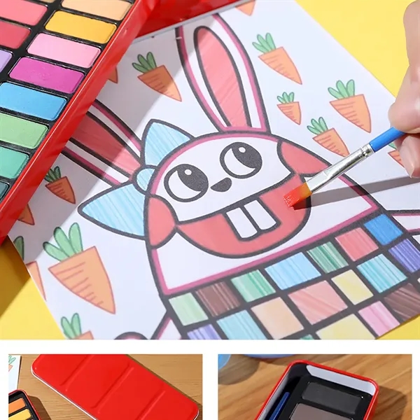 24 Colors Solid Watercolor Paint Tablet Set - 24 Colors Solid Watercolor Paint Tablet Set - Image 2 of 3