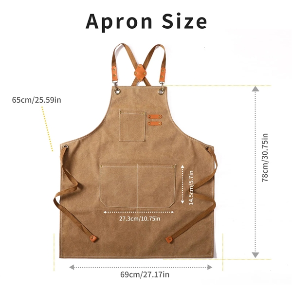 Cross Back Chef Cotton Aprons With Large Pockets - Cross Back Chef Cotton Aprons With Large Pockets - Image 1 of 4