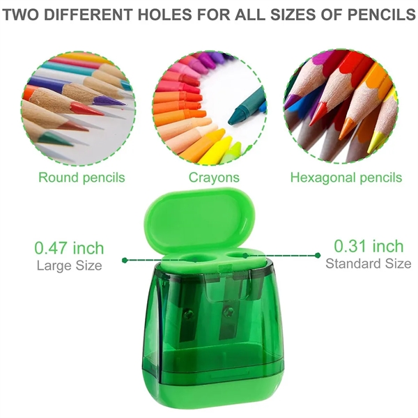 Manual Colorful Compact Dual Holes Pencil Sharpeners - Manual Colorful Compact Dual Holes Pencil Sharpeners - Image 3 of 5
