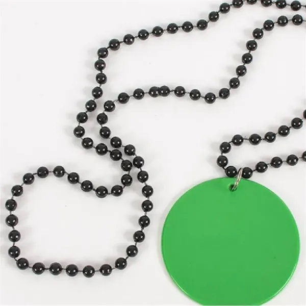 Custom Logo Mardi Gras Beads Necklace - Medallion Charm - Custom Logo Mardi Gras Beads Necklace - Medallion Charm - Image 4 of 4