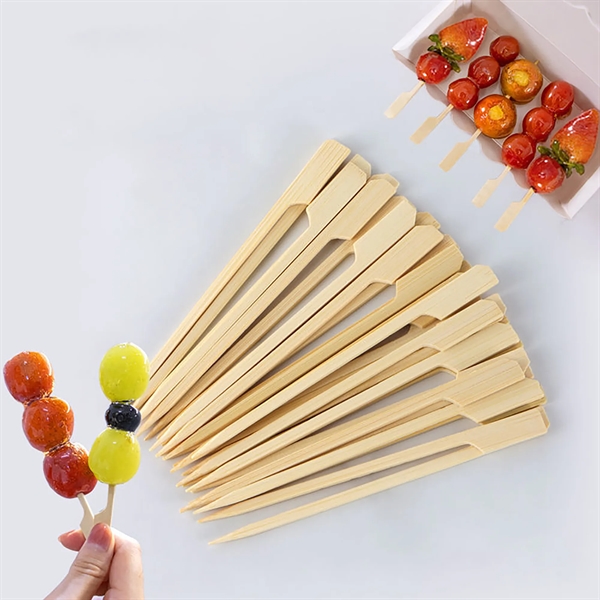 3.9''Bamboo Wooden Paddle Picks - 3.9''Bamboo Wooden Paddle Picks - Image 0 of 1