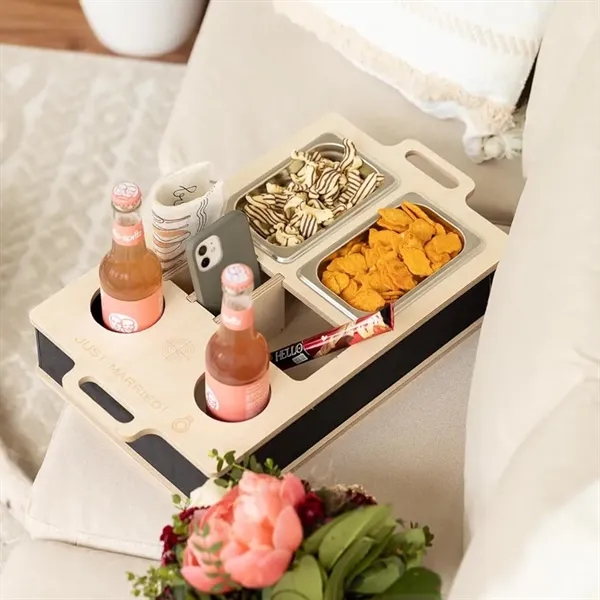 Portable Wooden Snack Caddy - Portable Wooden Snack Caddy - Image 4 of 5
