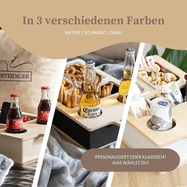 Portable Wooden Snack Caddy - Portable Wooden Snack Caddy - Image 5 of 5