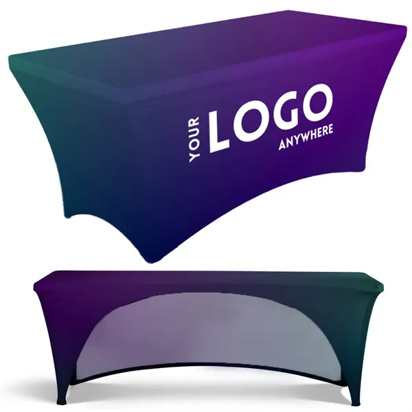 6' Fitted, 3-Sided Contour Stretch Table Cover - 6' Fitted, 3-Sided Contour Stretch Table Cover - Image 0 of 3