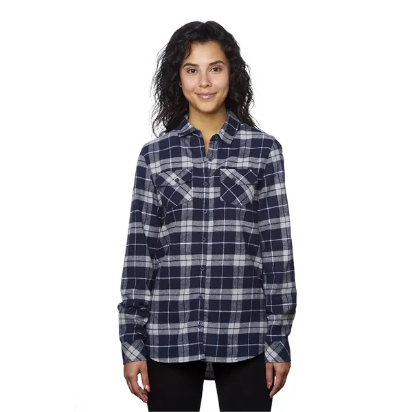 Burnside Ladies' Plaid Boyfriend Flannel Shirt - Burnside Ladies' Plaid Boyfriend Flannel Shirt - Image 31 of 51