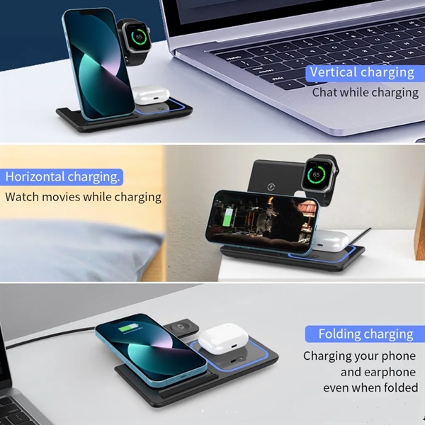 3-1 Foldable Wireless Charger *Fast Charge 15W* - 3-1 Foldable Wireless Charger *Fast Charge 15W* - Image 3 of 6