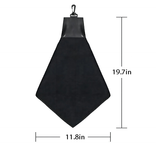 Black Triangle Golf Towel with Leatherette  Swivel Hook - Black Triangle Golf Towel with Leatherette  Swivel Hook - Image 1 of 4