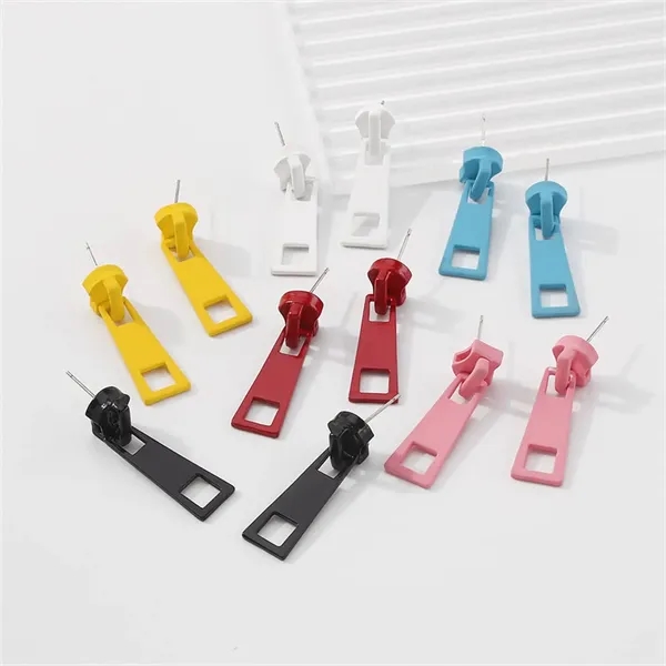Fashion Cute Zipper Puller Drop Earrings - Fashion Cute Zipper Puller Drop Earrings - Image 2 of 2
