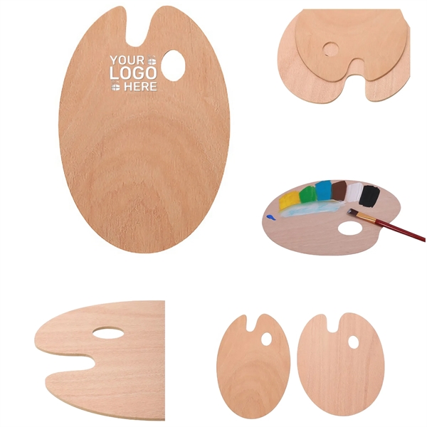 Wooden Oval-Shaped Artist Painting Palette - Wooden Oval-Shaped Artist Painting Palette - Image 0 of 1