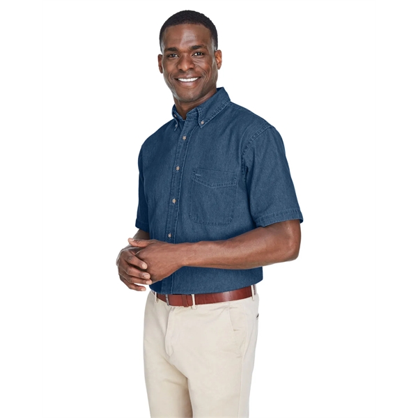 Harriton Men's Short-Sleeve Denim Shirt - Harriton Men's Short-Sleeve Denim Shirt - Image 7 of 15