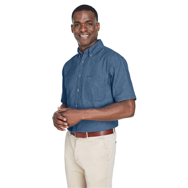 Harriton Men's Short-Sleeve Denim Shirt - Harriton Men's Short-Sleeve Denim Shirt - Image 12 of 15