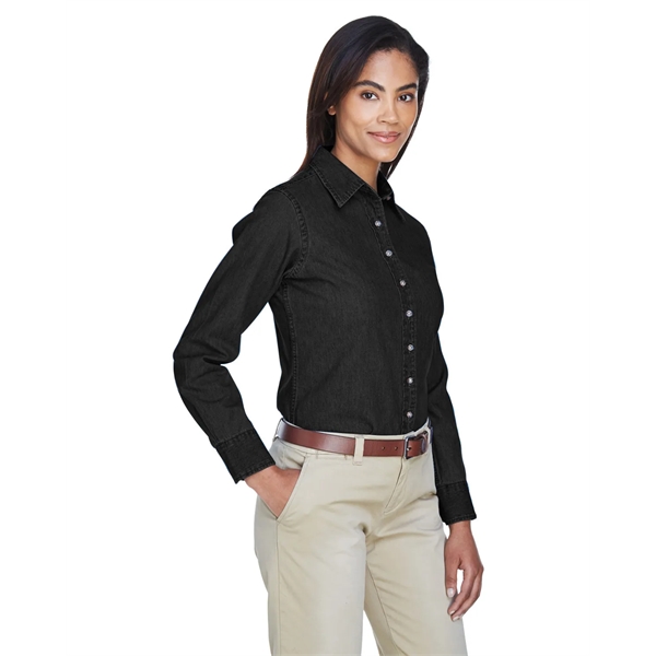 Harriton Ladies' Long-Sleeve Denim Shirt - Harriton Ladies' Long-Sleeve Denim Shirt - Image 20 of 23