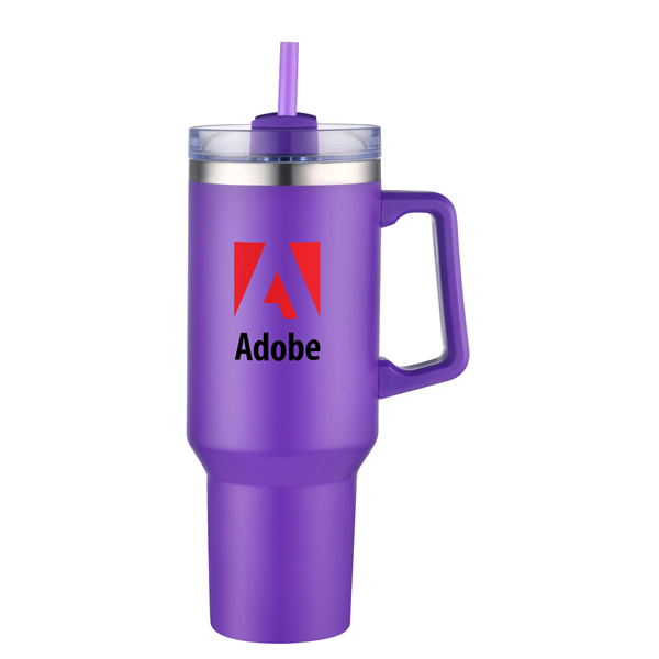 40 oz. Double Wall Tumbler With Handle and Straw - 40 oz. Double Wall Tumbler With Handle and Straw - Image 7 of 9