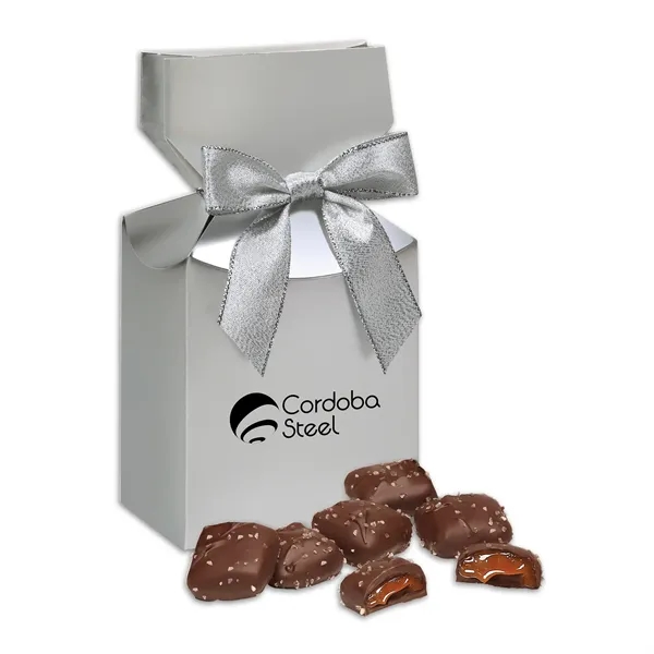 Chocolate Sea Salt Caramels in Silver Gift Box - Chocolate Sea Salt Caramels in Silver Gift Box - Image 0 of 1