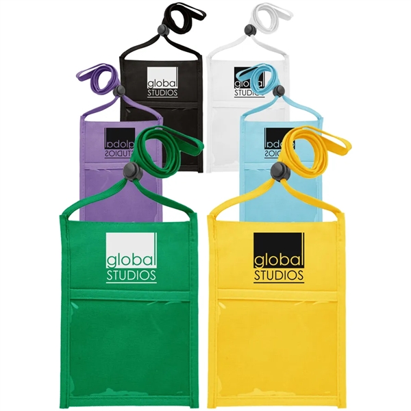 Premium Double Window Pouch Polyester Neck Wallet - Premium Double Window Pouch Polyester Neck Wallet - Image 0 of 21