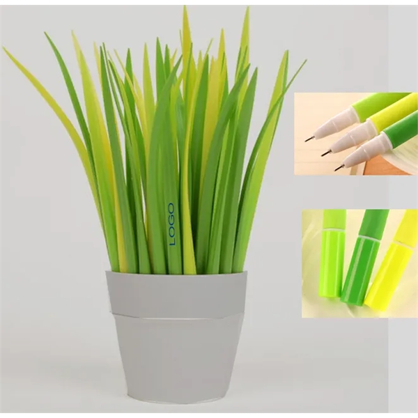 Silicone Pens with Green Leaf-like Grass Blade Design - Silicone Pens with Green Leaf-like Grass Blade Design - Image 0 of 3