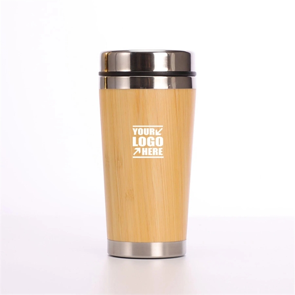 Stainless Steel Bamboo Travel Mug - Stainless Steel Bamboo Travel Mug - Image 0 of 1